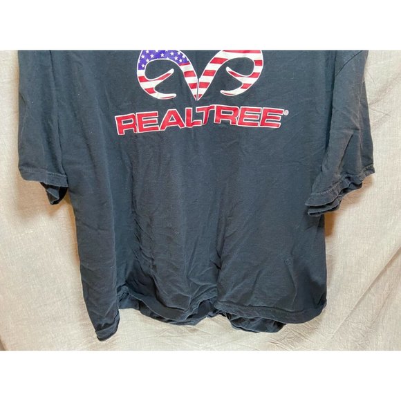 Real Tree Outdoors Flag Shirt Adult Extra Large Black Pullover Mens. - Picture 3 of 8